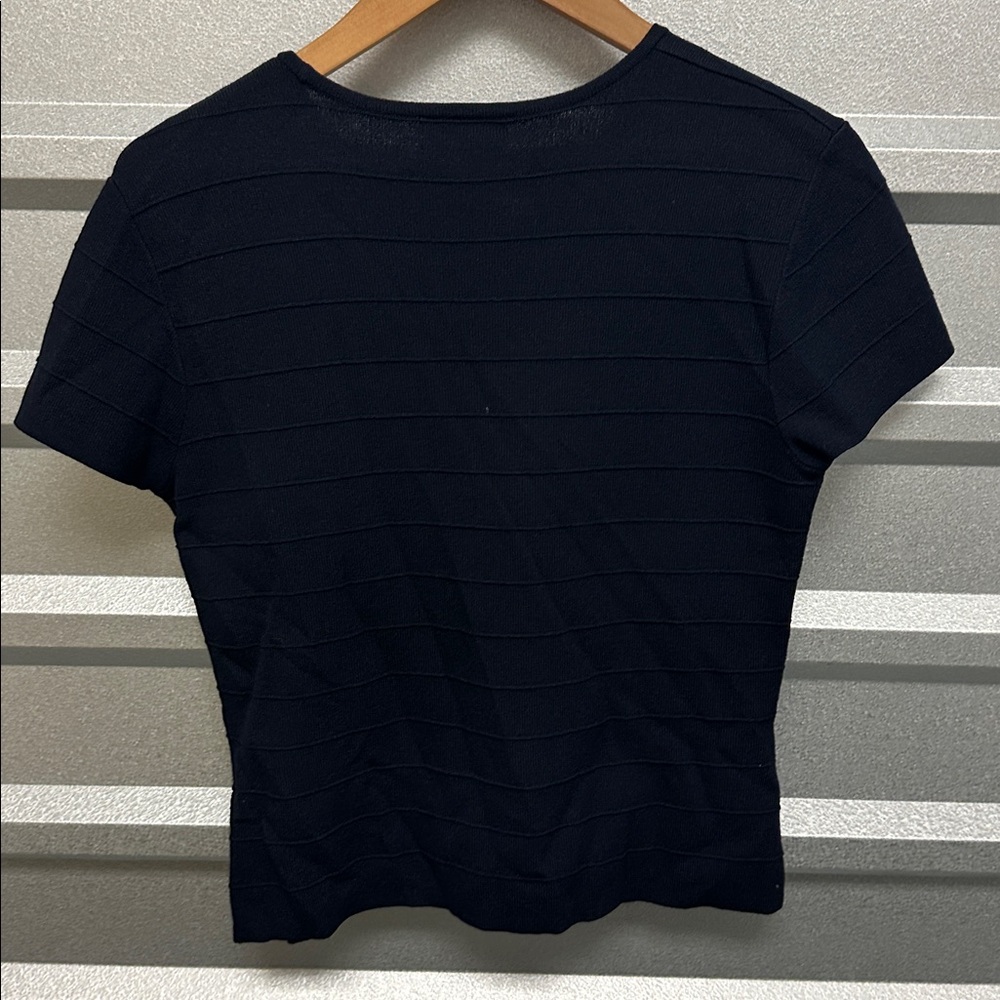 Talbots Petite Women’s Sweater Blouse Sz Medium NAVY Coastal Nautical Preppy Top - Picture 6 of 9